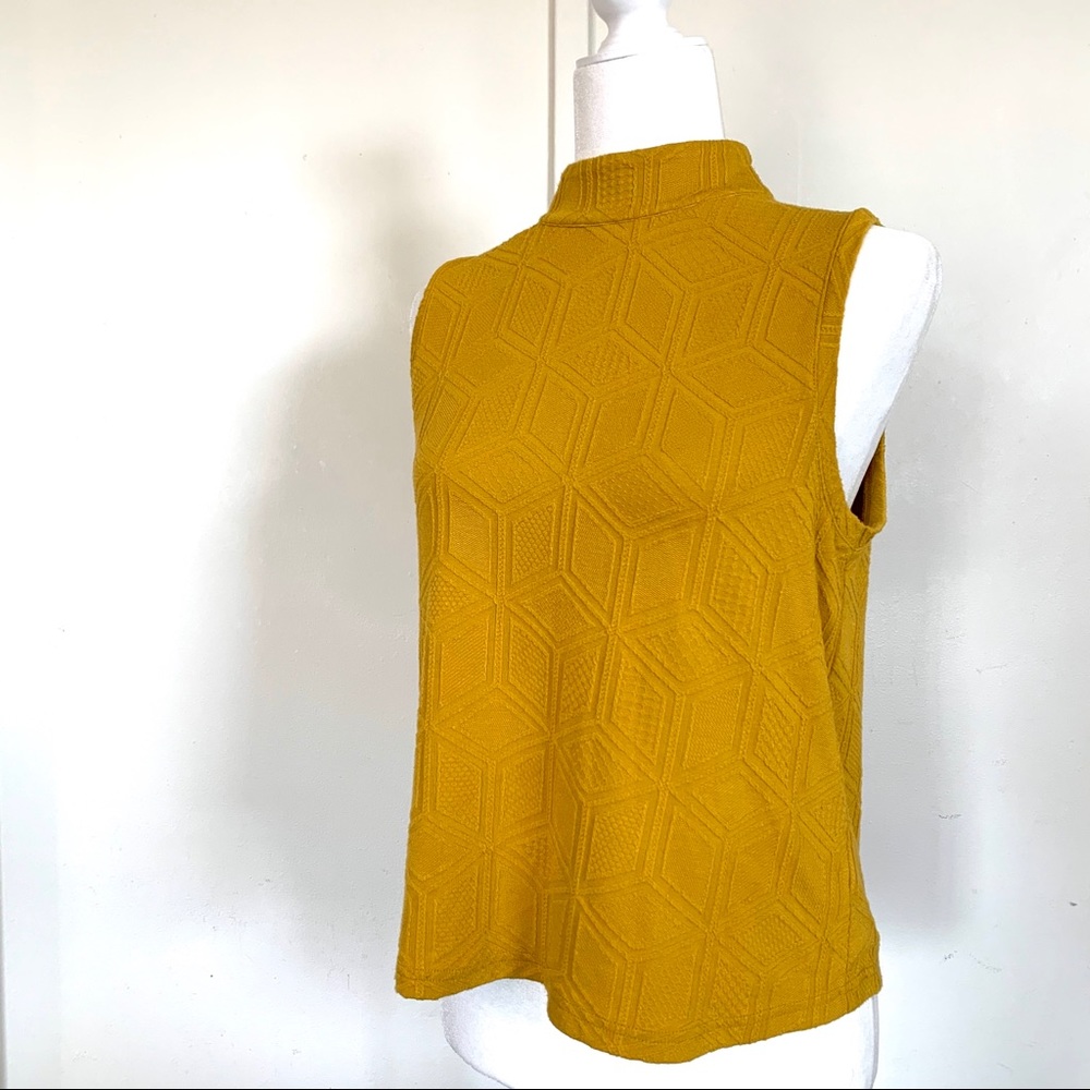 ANTHROPOLOGIE Postmark yellow mock neck tank